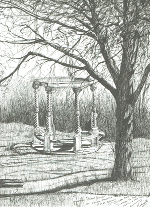 Church Stretton, after the Fell relays, 2003 (ink on paper)