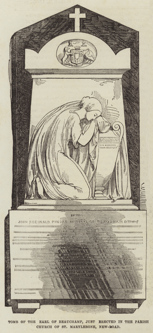 Tomb of the Earl of Beauchamp, just erected in the Parish Church of St Marylebone, New-Road (engraving)