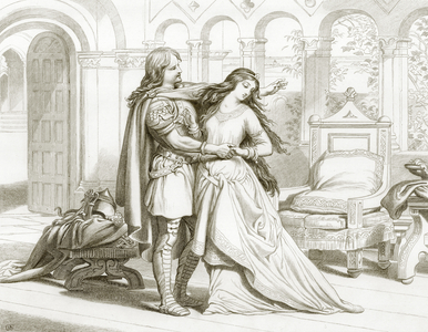 Hereward's first interview with Torfrida (engraving)