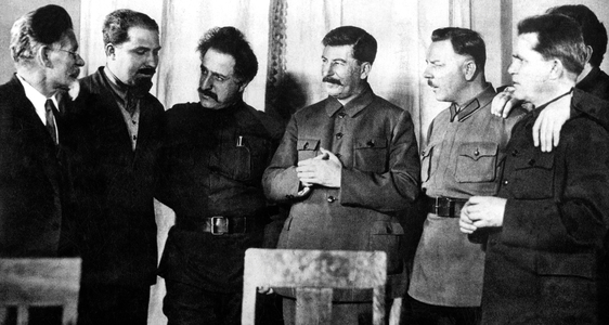 Kalinin with Stalin, Kliment Vorochilov and Serguei Kirov, c. 1933 (b/w photo)