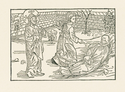 Sixth work of Mercy: Care for the burial of a fellow man, 1488 (woodcut)