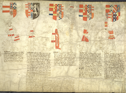 Illustration from 'The Rous Roll', 1483-85 (ink & colour on vellum)