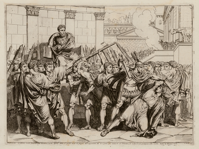 Gaius Servilius Ahala killing Spurius Maelius, 439 BC (etching)