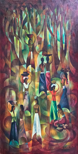 Balinese women, 1975, (oil on canvas)