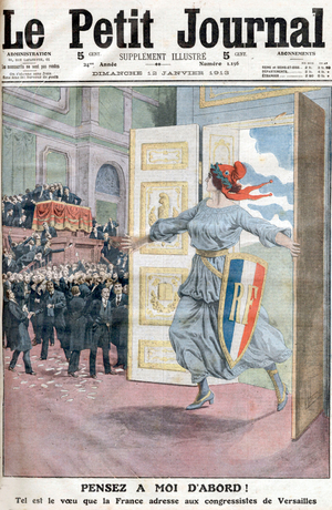 Wish of the French Republic at the Congress of Versailles, Think first of me, 1913 (print)