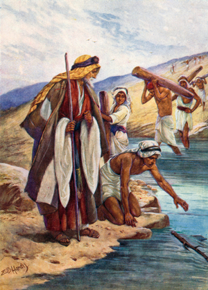 Elisha and the Axe Head (colour litho)