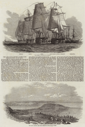 The Late Naval Review, as seen from Bembridge Down, Isle of Wight (engraving)
