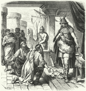 Slavic envoys before Rurik, Prince of Kievan Rus, 9th Century (engraving)