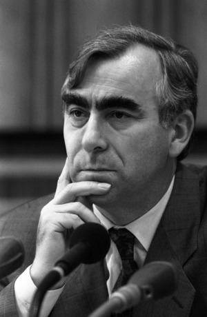 Finance Minister Theo Waigel (Germany CSU) during a press conference in Bonn, thoughtfulness..., 1990 (photo)