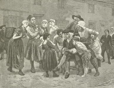 Hogarth sketching the highway of Queenborough (engraving)