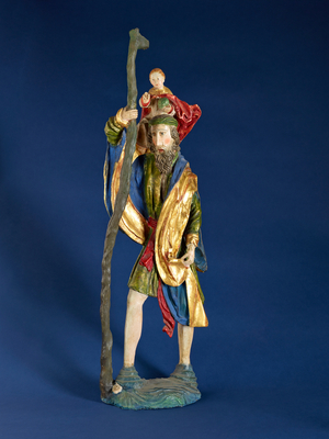 St. Christopher and the infant Christ, late 15th century (wood) (see also 1630227)