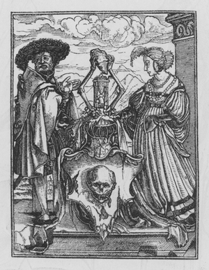 Holbeins Dance of Death: The Allegorical Escutcheon of Death (engraving)