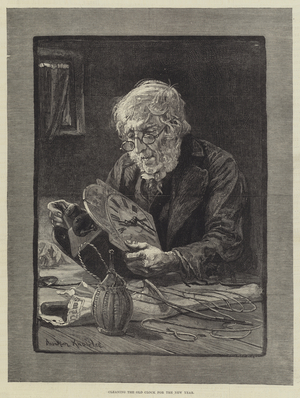 Cleaning the Old Clock for the New Year (engraving)