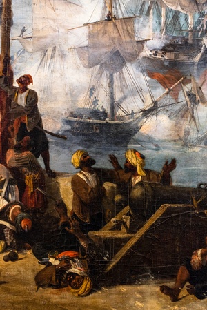 The Battle of Navarin; view from the southern tip of the island of Sphacteria, 1827 (oil on canvas)