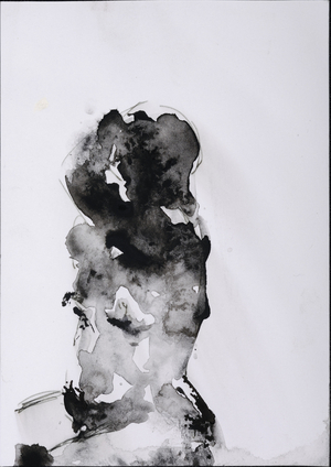 Seated naked woman with arm raised, 2007 (watercolour)