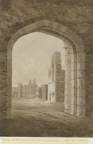 Dudley Castle - The Keep: red-sepia drawing, 8 Jun 1843 (print)