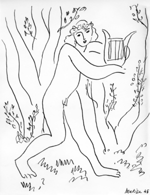 Orpheus and his lyre, 1945 (pen & ink on paper)