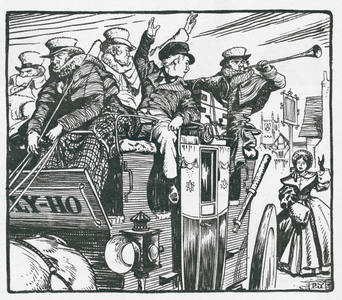 Tom leaves the village of Uffington for Rugby, in Tom Brown's Schooldays (litho)