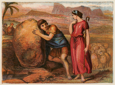 Jacob and Rachel (colour litho)