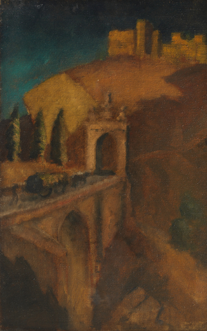 Mountain Landscape with Bridge (verso), c.1910 (oil on canvas)
