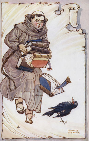 Illustration for The Jackdaw of Rheims by Thomas Ingoldsby (colour litho)