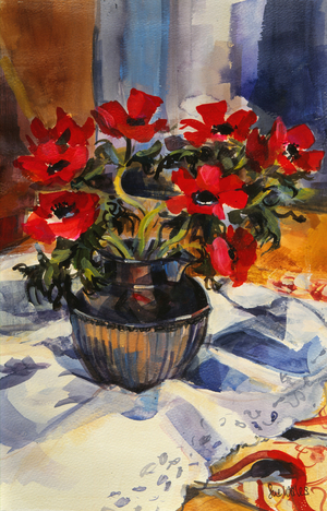 Red anemones, 1994 (gouache on paper)