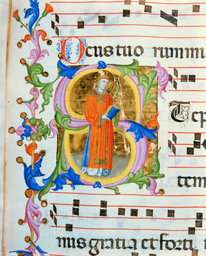 Antiphonary in note 5, a book which contains the chants to be sung by the choir during mass (parchment)