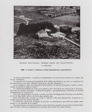 Chateau Haut-Bailly, Premier Grand Cru Exceptionnel, A Leognan, Mm le comte J Lahens et Paul Beaumartin, proprietaires (b/w photo)
