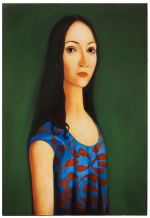The blue dress, 2017 (oil on wood panel)