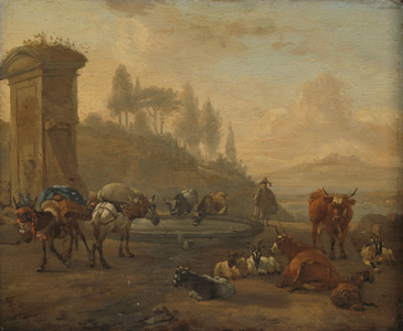 Livestock by a Fountain, 1650 (oil on panel)