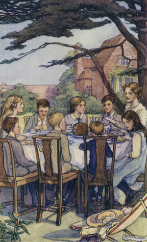 Scene from The Slowcoach, by Edward Verrall Lucas (colour litho)