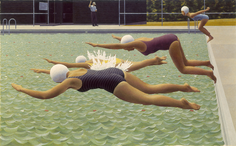 Swimming Race , 1958 (oil and synthetic resin on hardboard)
