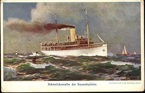 Artist Stöwer W., fast steamer of the Sassnitzlinie