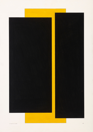 Black on Yellow, 2022 (enamel on card)