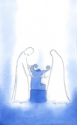 Christ and Our Lady are always eager to help us. Their assistance is tender, personal and unceasing, all the way to Heaven, 2002 (w/c on paper)