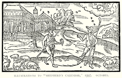 Illustrations to "Shepherd's Calendar," 1597. October (engraving)