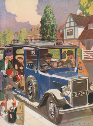 We went Home in a Taxi (colour litho)