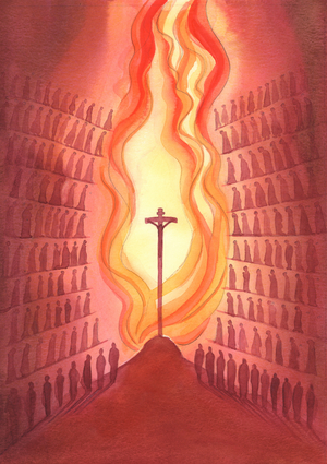 Through the Mass, every generation of God's people is present to the one Sacrifice to Christ as it is represented on the altar., 2001 (w/c on paper)