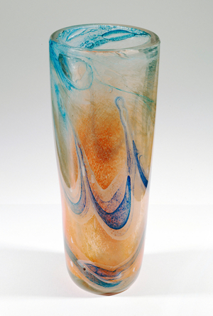 Vase Le feu gai. Bullee, decor intercalaire rouge, bleu et …