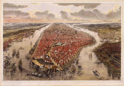Birds Eye View of New York and Environs, 1865 (litho)
