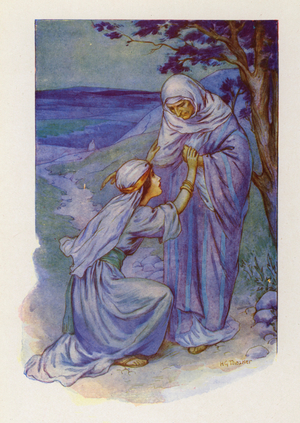 Ruth and Naomi (colour litho)