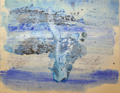 vincennes, 2007, (sea ice from the Antarctica’s Ross Sea, sediment from Antarctica’s Dry Valleys and mixed media on paper)