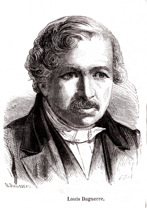 Louis Daguerre, french photographer, inventor of the daguerreotype, 1859 (engraving)