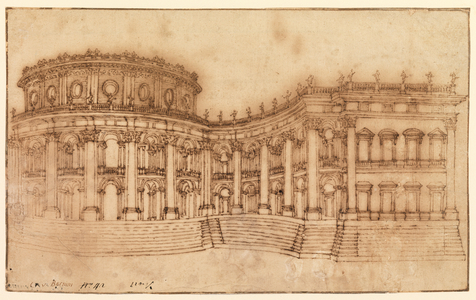 Louvre, east facade (study for the First Project), 1664 (pen & brown ink on laid paper)