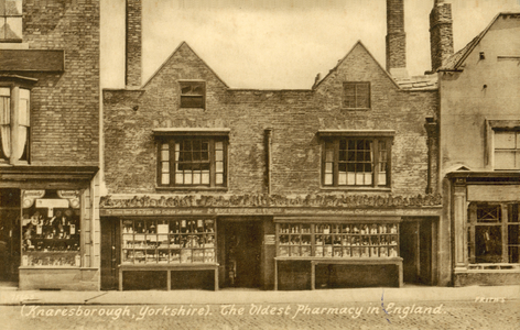 Knaresborough, Yorkshire, the Oldest Pharmacy in England (b/w photo)