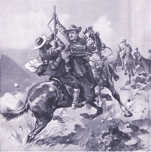 The capture of Field-Cornet Swanepool, illustration from'After Pretoria: The Guerilla War', 1902 (litho)