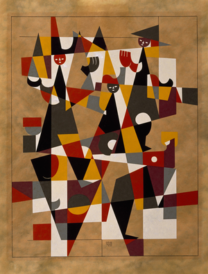 The Three Maidens, 1956 (casein on paper)