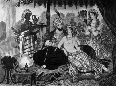 The Favourite of the Harem, illustration from 'One Thousand and One Nights' (litho)