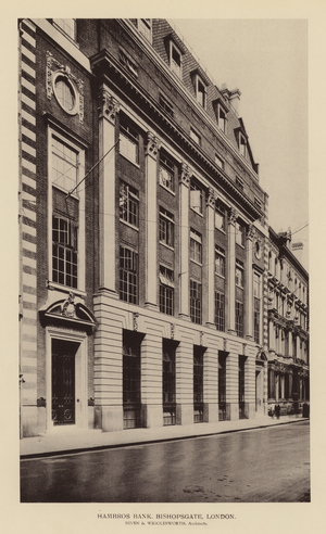 Hambros Bank, Bishopsgate, London (b/w photo)