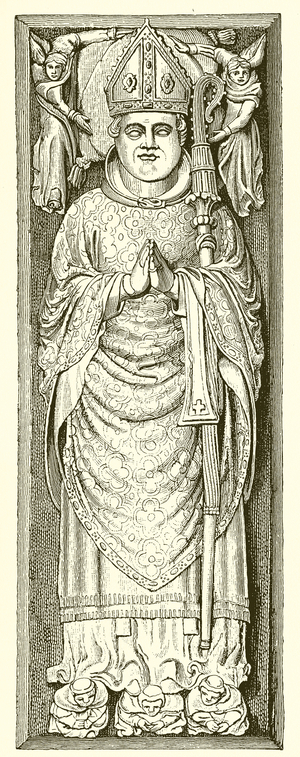 Effigy of William of Wykeham on his Tomb in Winchester Cathedral (engraving)